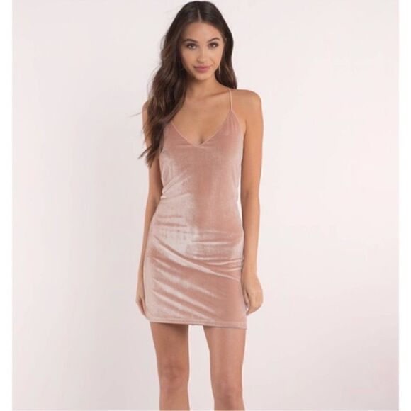 Tobi Terrell Blush Pink Velvet Slip Dress M - Picture 1 of 7